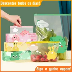 Kit 15/20 Sacos Herméticos para Armazenar Alimentos para Congelador Reutilizáveis Zip
