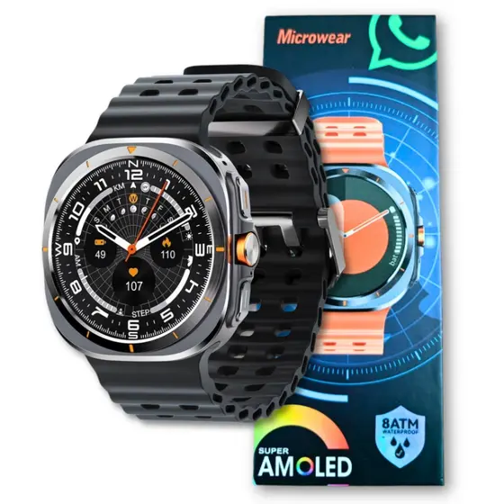 Relógio Inteligente Microwear SU01 Série 11 Amoled GPS 1GB Chamadas Responde WhatsApp A Prova D'água