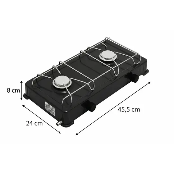 Mini Fogão Portátil Baixa Pressão a GAS Duas Bocas Fogo Forte Gaz Camping JOLLY