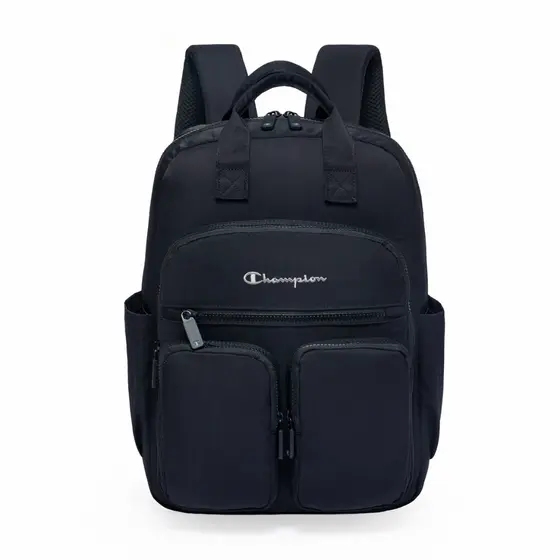Champion Mochila Preta Múltiplos Bolsos Resistente Confortável