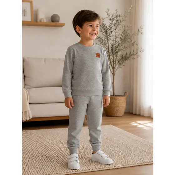 Conjunto Moletom Infantil Menino Peluciado | Casaco com Aplique + Calça Moletom