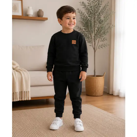 Conjunto Moletom Infantil Menino Peluciado | Casaco com Aplique + Calça Moletom