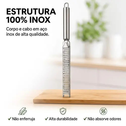 Ralador Culinaria Extra Fino Ralador Inox 30x2,5 cm Cabo em Inox Profissional