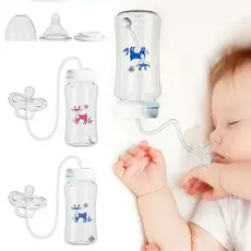 Mamadeira 3 em 1 sem mãos de 300ML com gargalo largo, garrafa para armazenamento de leite, chupeta, mamadeira multifunci