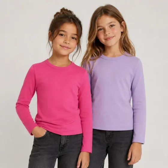 1 ou 2 Blusa Térmica Infantil Feminina Manga Longa Segunda Pele Inverno Menina Roupa Quente