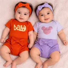Conjunto Body Bebê com Shorts Tapa Fralda Roupa Bebê Menina Escolha de Cor P M G GG