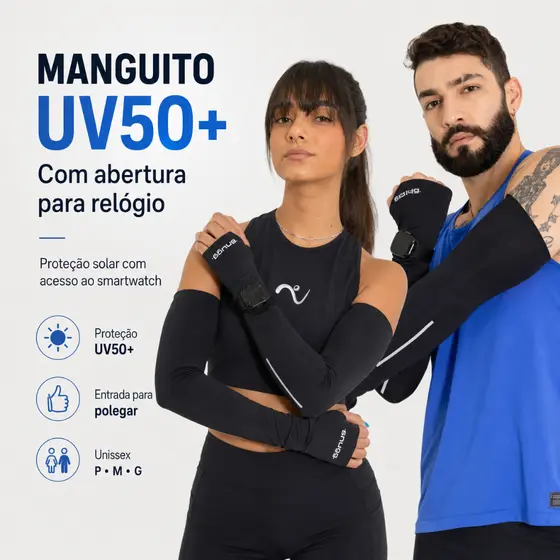 Manguito Preto da Snugg com abertura para Relógio e encaixe para dedão