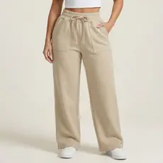 Calça Moletom Feminina Wide leg Soltinha Cintura alta Quentinha Blogueira