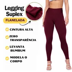 Leeg Calças flaneladas Com Elastico na Cintura de malha suplex forradas grossa cintura alta