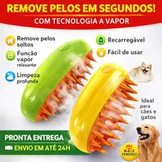 Escova para Gatos e Cachorros Elétrica com Vapor Bivolt Removedor de Pelos