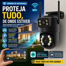 Câmera de Segurança WiFi IP Full HD 1080p PTZ Visão Noturna ICSEE Externa IP66 Detecção Movimento