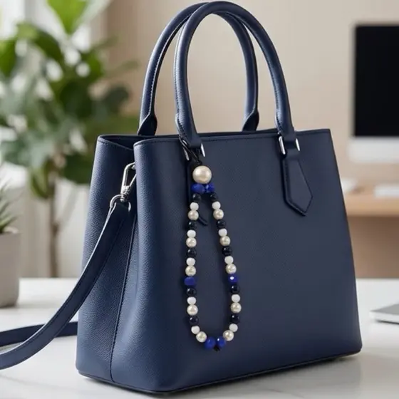 Chaveiro Phone Strap 2 em 1 Luxo: Miçangas e Pérolas - Acessório para Celular e Bolsa | Artesanal Elegante