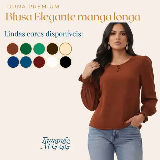 Blusa Feminina Manga Longa Decote em botões  premium