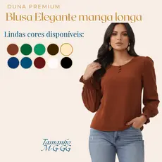 Blusa Feminina Manga Longa Decote em botões  premium