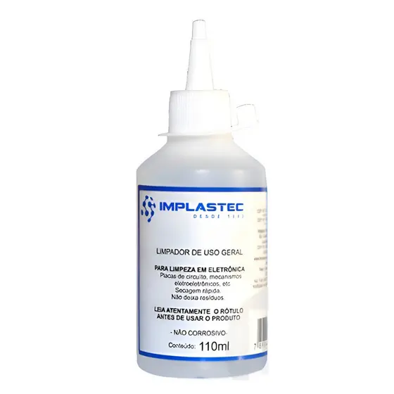 Limpador Isoprop Limpeza de Placas Pasta Termica E Eletrônicos 110ml Implastec Alta Pureza e Solvência Versátil