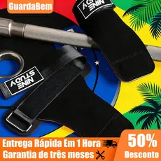 Par Strap Gancho Metal Academia Musculação Treino Costas Preto Munhequeira Ajustavel