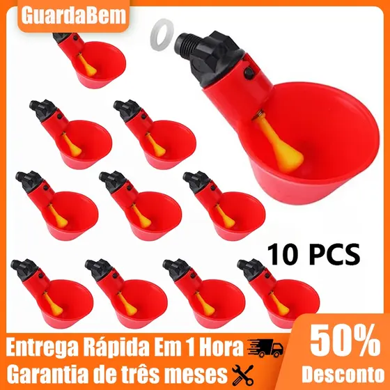 10 Bebedouros Automáticos Copinho Vermelho Sem Nozes Para Todas As Aves Galinhas Codornas Pombas