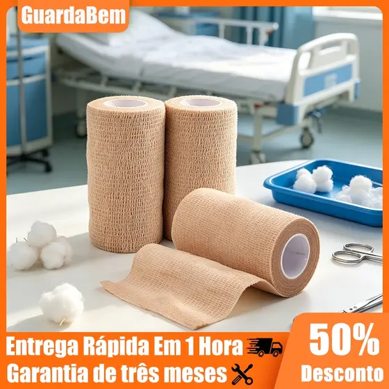 Kit 3 Bandagem Elástica Autoaderente 10cm X 4,5m Cores Estabilizadora Fixar Curativos E Esportes