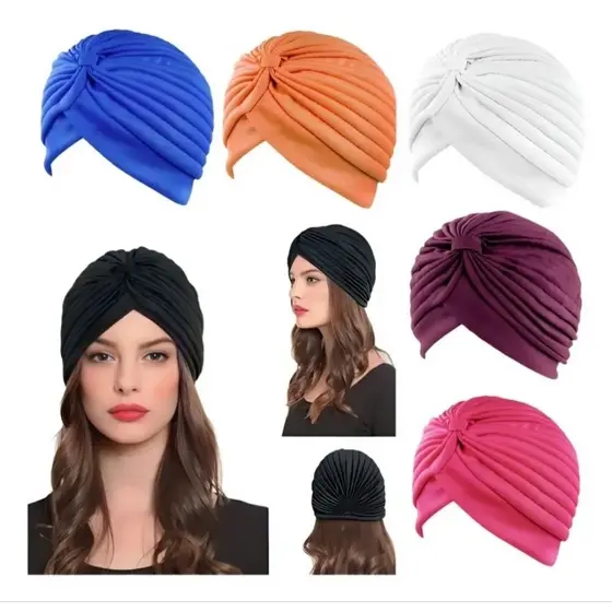 Turbante Feminino Com Elástico Chapéu Indiano Estiloso Touca