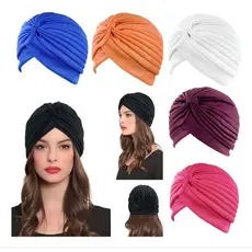 Turbante Feminino Com Elástico Chapéu Indiano Estiloso Touca
