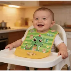 Babador Infantil com Pega Migalhas Estampa Dinossauro Conforto e Praticidade