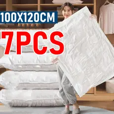 Kit 3/5/7 Saco a Vácuo+Bomba 100*120cm Reutilizável Para Roupa Viagem Mala Edredon Organizador Guarda Roupa