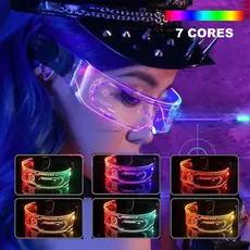 Óculos Cyberpunk Luminosos Coloridos de LED , Estilo Ficção Científica para Festa, Bar e Discote