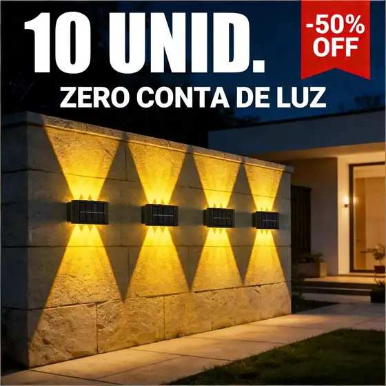 Até 10 Arandelas Solares Externas À Prova d'Água com Sensores de Luz, Liga/Desliga Auto, Luz Quente