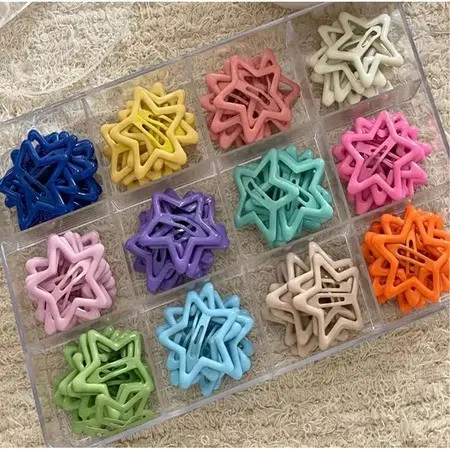 Kit 50-10 Unidades Presilha Tique-Taque Estrela Colorida - Acessório Cabelo Infantil