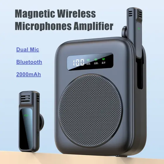 Amplificador De Voz De Microfone De Lapela Magnético Sem Fio M10 Com Bluetooth Para Guia De Treinamento De Ensino