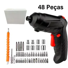Kit Furadeira E Parafusadeira Sem Fio 48 Peças Com Carregador USB - Dupla Velocidade Portátil Com Maleta De Transporte