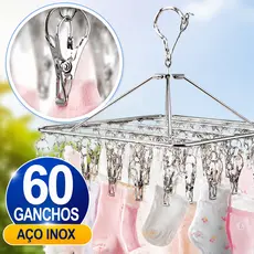 Varal 60/40 Clips Inox Prendedores Roupa Bebe Calcinha Cueca Dobrável Inox