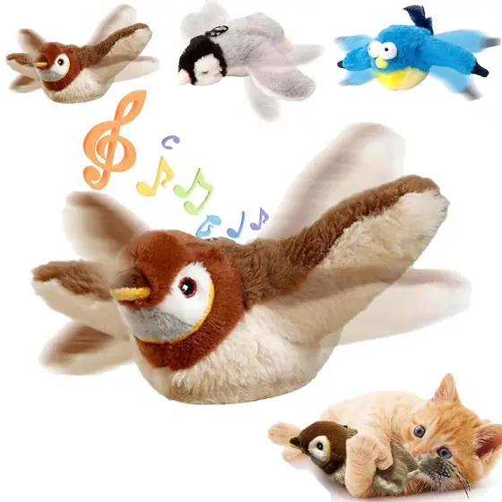 Brinquedo de gato brinquedo de gato elétrico agitando pássaro auto-feliz alívio do tédio provocando gato elétrico pardal