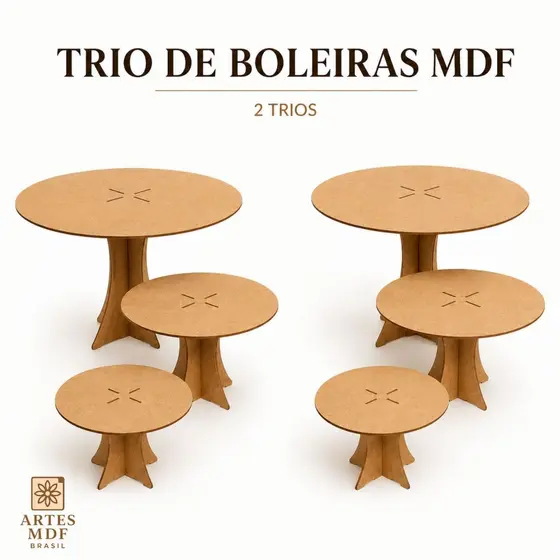 Trio de Boleira Painel Decoração Porta Doces em MDF Envio Imediato