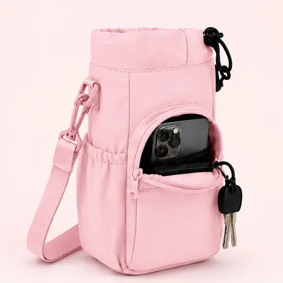Bolsa Porta Copo e Garrafa até 1300ml Celular Chaves Academia Passeio Viagem Com Alça Transversal Porta