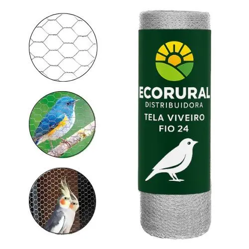 Rolo de Tela Viveiro Galvanizada 0,80 x 10 Metros Fio 24 - Para Pássaros