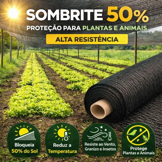 Tela Sombrite 50% 1,50x50m Sombreamento Estufa Horta Jardim Alta Resistência