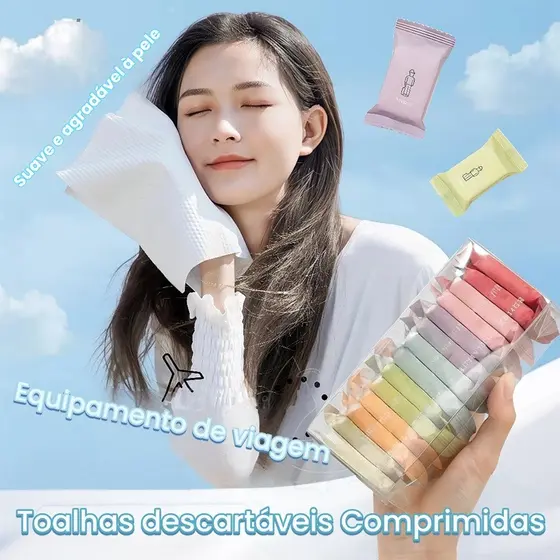 Kit 35-140 Toalhas Comprimidas 28×45cm, Portátil para Viagem, Praia e Remoção de Maquiagem