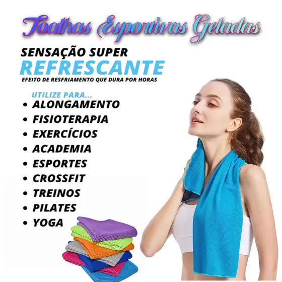 Kit 5/10 Toalhas Esportivas Geladas – Secagem Rápida, Super Absorvente, Ideal Academia Corrida Praia
