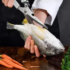 Tesoura de Cozinha Reno Aço Inox Multifuncional Corta Osso Frango Peixe com Trava