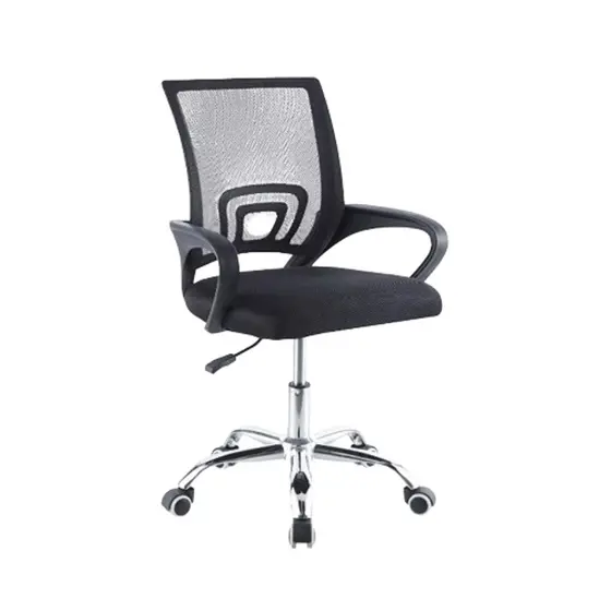 Cadeira Para Escritório Ergonômica Encosto Tela Mesh Giratória Preta Com Base Cromada