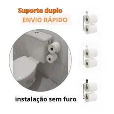 SUPORTE PAPEL HIGIÊNICO DUPLO PARA CAIXA ACOPLADA SEM FURO RESISTENTE ELEGANTE