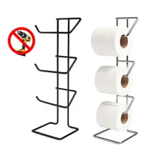 Suporte Porta Papel Higiênico Triplo 3 Rolos Banheiro Lavabo Aramado Preto Cromado