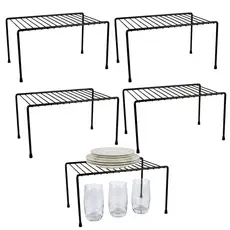 Kit 5/4/3/2/1 Organizadores Armário  Prateleira Aramado 32 Cm Preto Branco