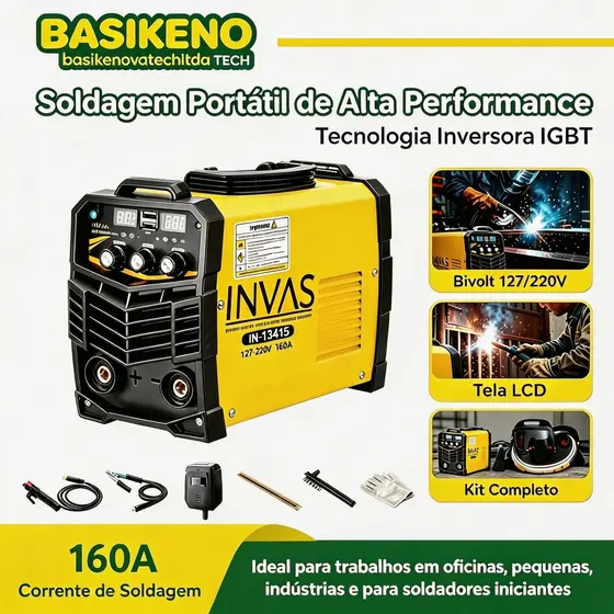 (Bivolt 160A)Máquina de Solda Inversora MMA Eletrodo LCD Display Digital com Kit Completo Para Serralheria Reparos e DIY