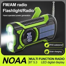 8000mAh Manivela Rádio De Energia Solar Portátil AM/FM/NOAA Meteorológico Com Lanterna LED Bluetooth 5.0 Alto-Falante Em