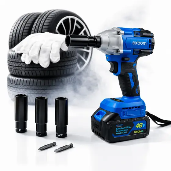 Chave De Impacto Intercambiável Parafusadeira Furadeira 1 Bateria 48v Azul 2000mah + Soquetes