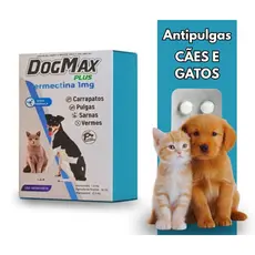 DogMax Plus - Ação 4 em 1 - Remédio para Pulgas, Carrapatos, Vermes e Sarna | 8 Comprimidos 5kg