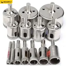 Kit 15 Brocas Diamantadas Serra Copo para Vidro Granito Cerâmica 6-50mm Acessórios Inclusos Ferramentas Profissionais