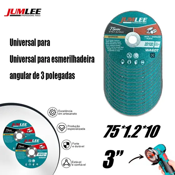 Mini Lixadeira Disco De Corte Rebolo De Resina Circular 75mm Para Rebarbadora JUMLEE